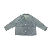 Unisex Jacket Vintage Loose Washed-out Four-Bag Workwear Denim Jacket